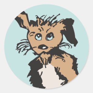 Sticker Rond Un chien mignon aux yeux bleu chiot