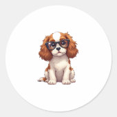 Sticker Rond Un chien mignon King Charles Spaniel COPY (Devant)