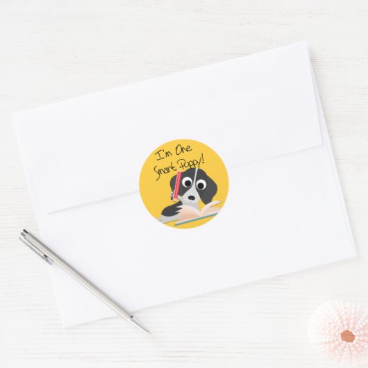 Sticker Rond Un Chiot intelligent (Enveloppe)