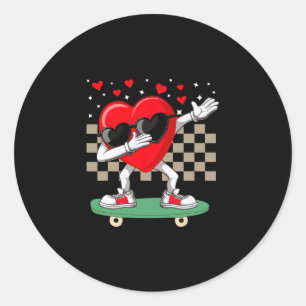 Sticker Rond Un Coeur Dabbing Valentine's Day Skateboard Dab