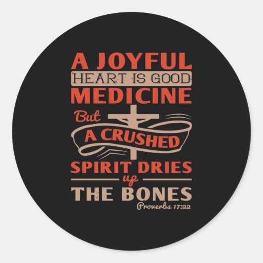 Sticker Rond Un Coeur Joyeux Est Une Bonne Médecine (Devant)