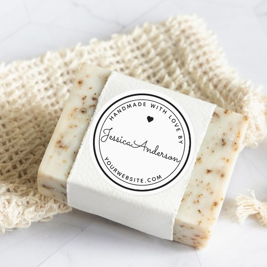 Sticker Rond Un coeur moderne fait main avec l'amour Craft do-i