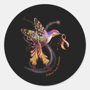 Sticker Rond Un colibri tient un ruban orange Sensibilisation à