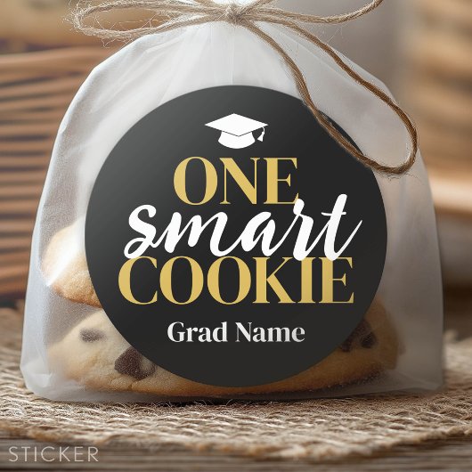 Sticker Rond Un cookie intelligent - Nom et Casquette de grade 