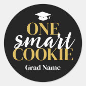 Sticker Rond Un cookie intelligent - Nom et Casquette de grade  (Devant)