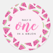 Sticker Rond Un dans un melon 1er anniversaire (Devant)