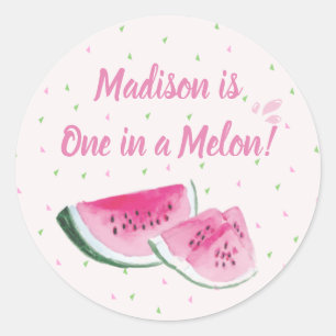 Sticker Rond Un Dans Un Melon Cute Watermelon Premier Anniversa