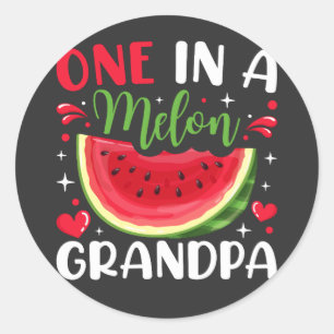 Sticker Rond Un dans un Melon Grand-père B-Day Party