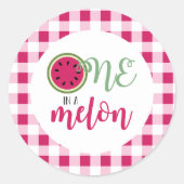 Sticker Rond Un dans un Melon Pastèque Premier Anniversaire (Devant)