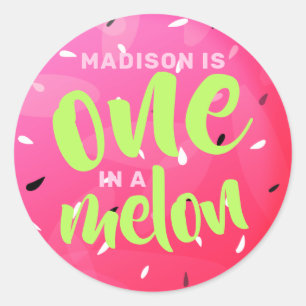 Sticker Rond Un dans un Melon Sweet Summer Watermelon Anniversa