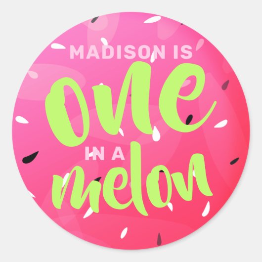 Sticker Rond Un dans un Melon Sweet Summer Watermelon Anniversa (Devant)