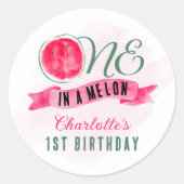 Sticker Rond Un dans une pastèque Melon 1er anniversaire (Devant)