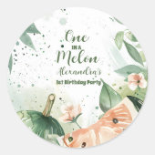 Sticker Rond Un dans une pastèque Melon Aquarelle 1er Anniversa (Devant)