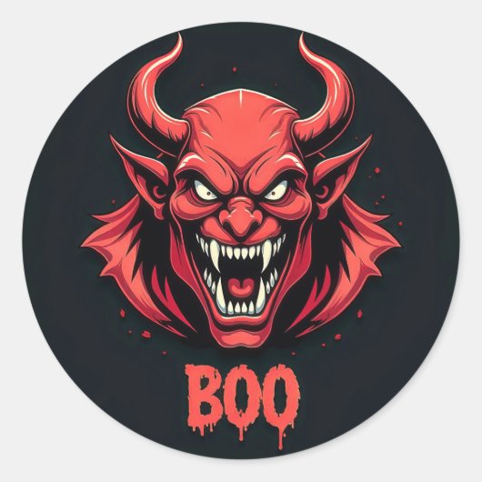 Sticker Rond Un démon effrayant : l'essence de la terreur (Devant)