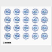 Sticker Rond Un des effets d'estampille en caoutchouc bleu (Feuille)