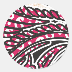 Sticker Rond Un design cachemire décoratif avec rouge vif et ép