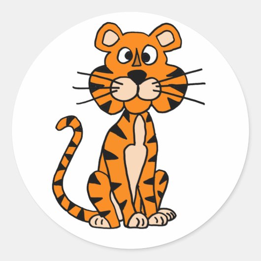 Sticker Rond Un design de tigre de dessin magnifique (Devant)