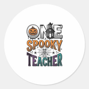 Sticker Rond Un design vectoriel Halloween d'un professeur effr
