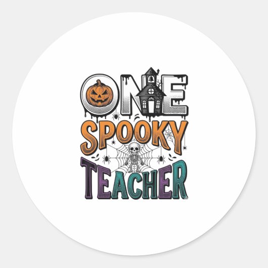 Sticker Rond Un design vectoriel Halloween d'un professeur effr (Devant)
