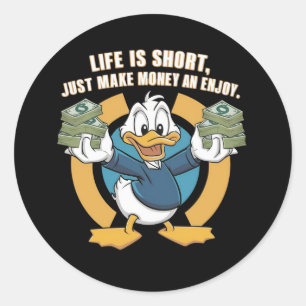 Sticker Rond Un dessin animé, un canard de caractère heureux te