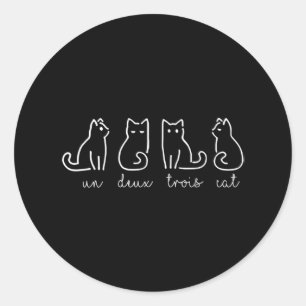Sticker Rond Un Deux Trois Cat Abstrait Français Kitty