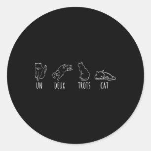 Sticker Rond Un Deux Trois Cat Abstrait Français Kitty