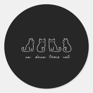 Sticker Rond Un Deux Trois Cat Drôle Amoureux de les chats 1