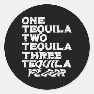 Sticker Rond Un Deux Trois Tequila Plancher Drôle Mexicain Soir