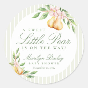 Sticker Rond Un doux Baby shower d'aquarelle Little Pear Pastel