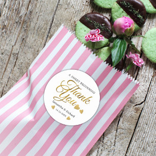 Sticker Rond Un doux début de mariage Merci d'or Favor