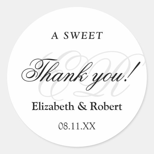 Sticker Rond Un doux merci Mariage minimaliste (Devant)