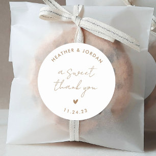 Sticker Rond Un doux Merci Mariage or Sweet Favoriser