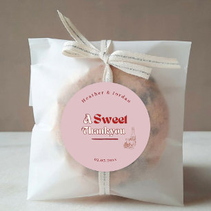 Sticker Rond Un doux MerciVous Vin rose rouge Rétro Mariage Fav