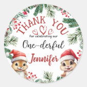 Sticker Rond UN écureuil funeste Noël 1° Merci d'anniversaire (Devant)