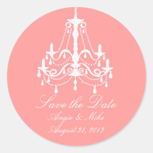 Sticker Rond Un élégant lustre blanc sauvez le Mariage de date