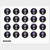 Sticker Rond Un Eléphant Mignon Explose Des Ballons Violets Sur (Feuille)
