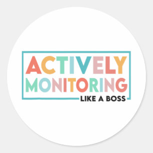 Sticker Rond Un Enseignant Du Jour De L'Essai Surveille Activem