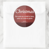 Sticker Rond Un fils nous a donné Noël Ésaïe 9-6 (Sac)