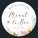 Sticker Rond Un Fleur sauvage rustique veut dire être marié pou<br><div class="desc">Autocollants / étiquettes personnalisés pour le mariage avec fleur sauvage d'aquarelle et conception d'abeilles.</div>