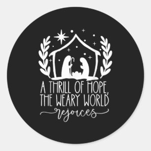 Sticker Rond Un Fou D'Espoir Nativité Christian Joyeux Christma