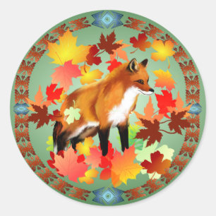 Sticker Rond Un FOX en automne