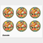 Sticker Rond Un FOX en automne (Feuille)
