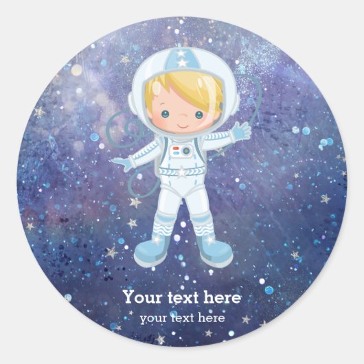 Sticker Rond Un garçon astronaute Espace extra-atmosphérique (Devant)