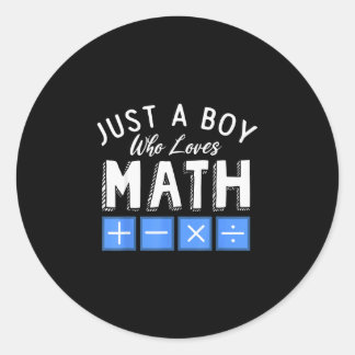 Sticker Rond Un garçon qui aime l'algèbre mathématique drôle