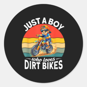 Sticker Rond Un garçon qui aime les motos cross enduro enfants