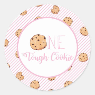 Sticker Rond Un Gâteau Coriace Fête d'Anniversaire Lait Rose et