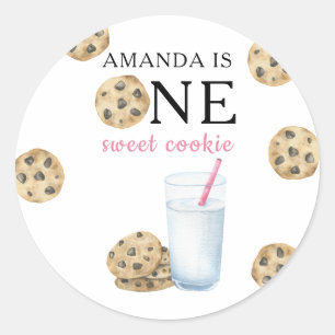 Sticker Rond Un gâteau de cookies & lait pour une première anné