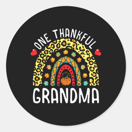 Sticker Rond Un grand merci grand-mère Thanksgiving Rainbow Leo (Devant)