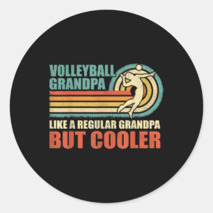 Sticker Rond Un Grand-Père De Volley-Ball Amusant Comme Un Gran