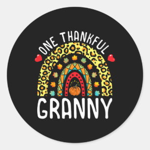 Sticker Rond Un Granny Thanksgiving Rainbow Leopard F